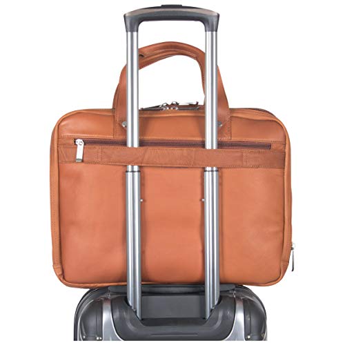Kenneth Cole REACTION Out Of The Bag Manhattan Colombian Leather RFID 15.6" Laptop Briefcase, Cognac