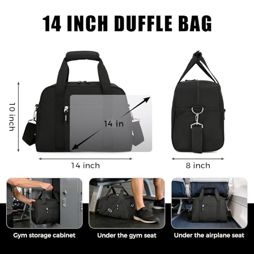 SeaRock 14 inch Small Gym Bag for Men & Women, Mini Duffle Bag for Travel Sports, Lightweight Carry On Duffel Bag, Black