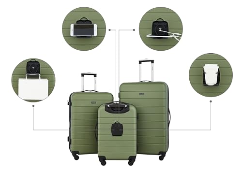 Wrangler Smart Spinner Hardside Luggage, 22-Inch Carry-On, Olive Green