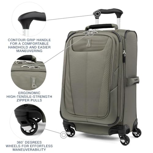 Travelpro Maxlite 5 Softside Expandable Luggage with 4 Spinner Wheels, Lightweight Suitcase, Men and Women, Slate Green, Carry-on 21-Inch
