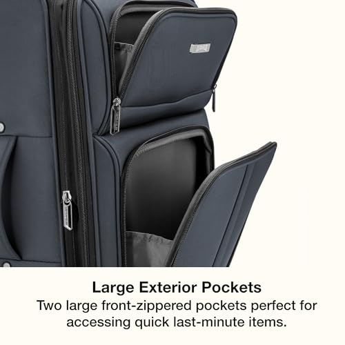U.S. Traveler Anzio Softside Expandable Luggage with Spinner Wheels, Dark Grey, 22-Inch Carry-on
