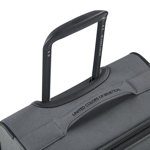 United Colors of Benetton Be Softside Expandable Luggage with Spinner Wheels, Anthracite, Carry-On 19 Inch