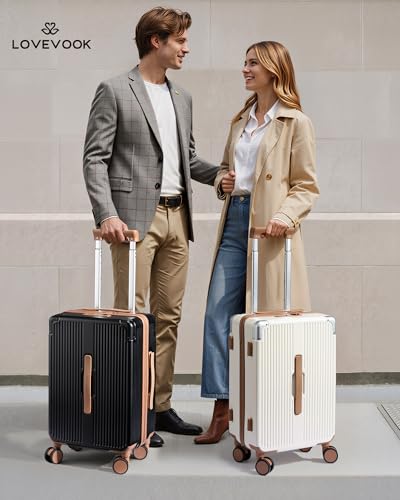 LOVEVOOK Carry On Luggage 22x14x9 Airline Approved, 20 Inch Hard Shell Suitcases with Spinner Wheels, PC Hardside Small Carry On Suitcase with TSA Lock for Women Men Travel