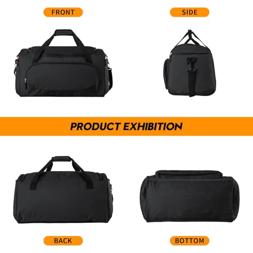 Uarition Gym Bag for Men - 50L Black Durable Large Duffle Bag for Travel, Workout, Fitness & Sport
