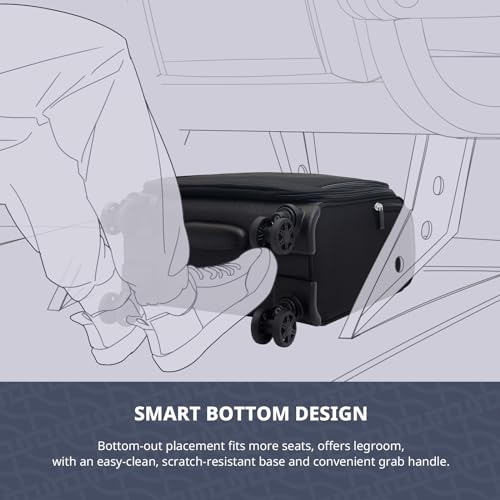 Verage 14-Inch Underseat Carry On Luggage with Spinner Wheels & USB Charging Port, Wheeled Suitcase for Airlines, Lightweight Overnight Bag for Men and Women (14-Inch Compact Underseat Pro)