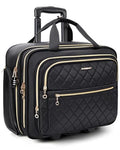 BAGSMART Women's Rolling Laptop Bag for 15.6 Inch Laptop, Underseat Carry-On Luggage with TSA Lock, Wheeled Computer Briefcase for Travel Work Business, Black