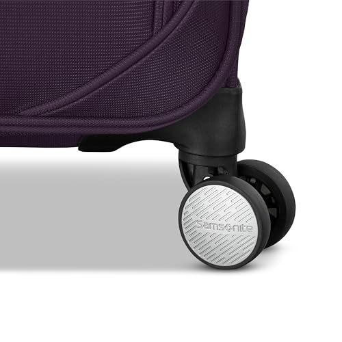 Samsonite Carry-On Soft-Sided Expandable 21-Inch Element Suitcase: Airline Approved for Most Major Airlines, Durable, 360° Spinner Wheels, Adjustable Handle, 2 Front & Side Pocket- Purple
