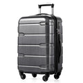 Coolife Carry On Luggage 22x14x9 Airline Approved Hardside PC+ABS Suitcase with TSA Lock, Lightweight Rolling Travel Luggage with Spinner Wheels(Charcoal, 20in)
