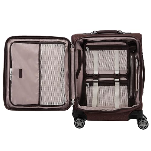 Travelpro Platinum Elite Softside Expandable Carry on Luggage, 8 Wheel Spinner Suitcase, USB Port, Men and Women, International, Bordeaux Red, Carry On 19-Inch