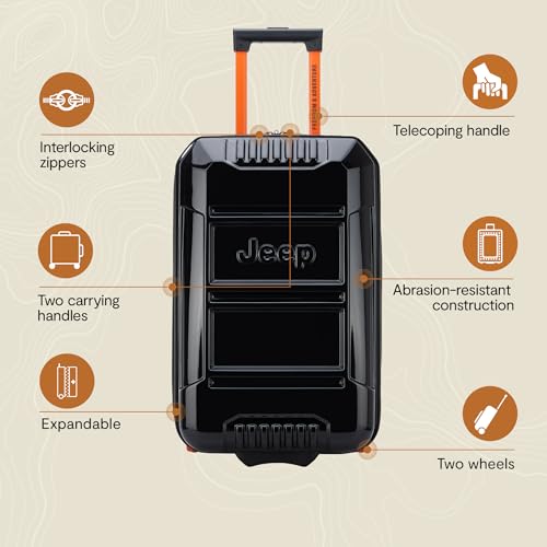 Jeep JH003B Hardside Expandable Luggage with Two Wheels, Black, Carry-On 21 Inch