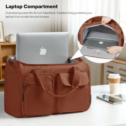 Mixi 17" Underseat Carry-On Luggage Travel Tote, Water-Resistant, Brown