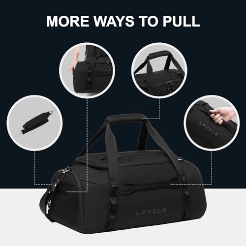 LEVEL8 Travel Duffle Bag Carry on Bag Sport Duffle Weekender Bags Black,30L
