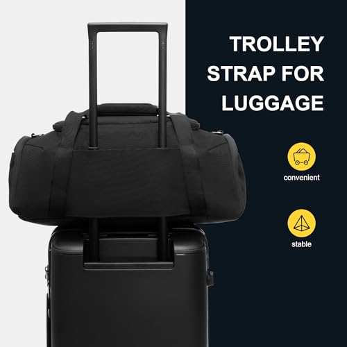 LEVEL8 Travel Duffle Bag Carry on Bag Sport Duffle Weekender Bags Black,30L