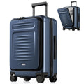 Coolife Carry On Luggage Suitcase : 22x14x9 Airline Approved Travel Luggage with Spinner Wheels, Front Pocket Expandable Hardshell Suitcases with TSA Lock Blue