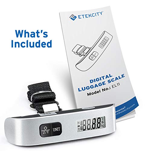Etekcity Luggage Scale, Travel Essentials, Digital Weight Scales for Travel Accessories, Portable Handheld Scale with Temperature Sensor, Rubber Paint, 110 Pounds, Battery Included,2Pack