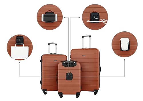 Wrangler Smart Spinner Hardside Luggage, 22-Inch Carry-On, Burnt Orange