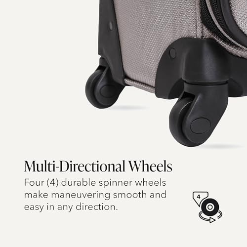 SWISSGEAR Sion Carry-On Spinner Luggage, Softside Expandable, Lightweight Suitcase, Pewter, 22.75-Inch