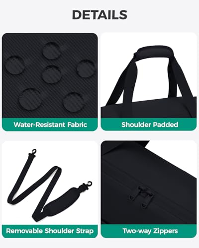 WANDF For Frontier Airlines Personal Item Bag 18x14x8, Travel Duffel Bags with Wet Pockets, Lightweight Carry on Weekender Overnight Duffle for Women (Black)