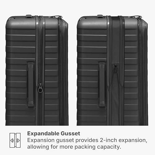 Traveler's Choice Novia Top Opening Expandable Polycarbonate Luggage with Spinner Wheels, Black, 21-Inch Carry-on