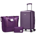 LARVENDER Carry on Luggage 22x14x9 Airline Approved, Expandable 20 Inch Hardside Suitcase with Wheels TSA Lock, PC+ABS Lightweight Carry on Suitcases for Women and Men, Royal Purple (20/DB/TB)
