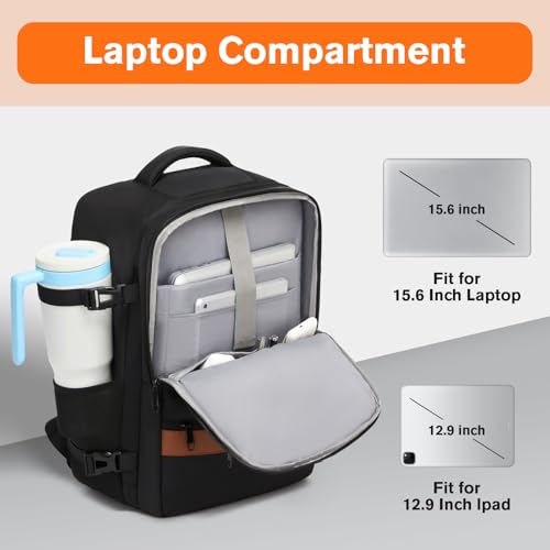 Bymontin Smart Suitcase-style Laptop Backpack, 25L / 35L Practical Travel Bag for Work, Leisure & Flight, Luggage-Style Commuter Pack (Black, 25L)
