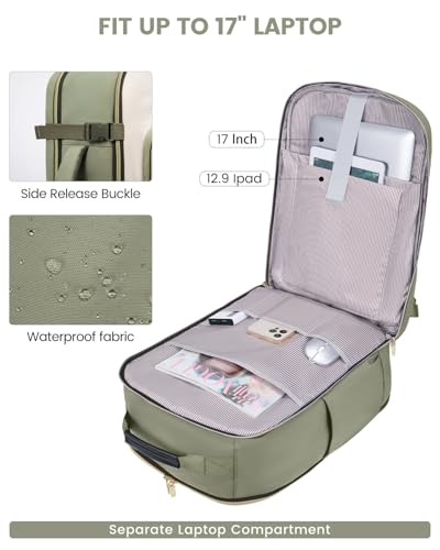 LOVEVOOK 40L Travel Backpack for Women & Men, Airline Approved Carry On Luggage with 3 Packing Cubes, TSA Overnight Bags, Waterproof Personal Item Bag, Weekender Essentials Backpacks fits 17" Laptop