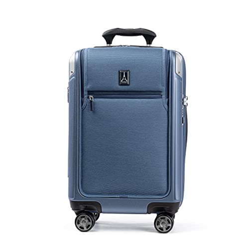 Travelpro Platinum Elite Hardside Expandable Carry on Luggage, 8 Wheel Spinner, TSA Lock, Hard Shell Polycarbonate Suitcase, Dark Sky Blue, Carry on Laptop Pocket 21-Inch