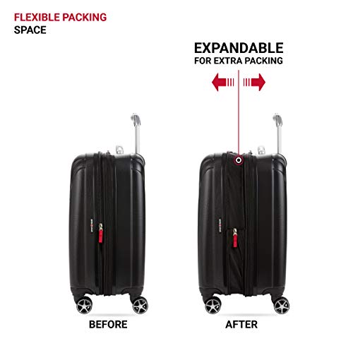 SwissGear 7585 Hardside Expandable Luggage with Spinner Wheels, Black, Carry-On 19-Inch