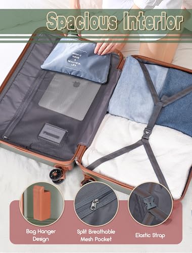 CONCEPTEN Carry On Luggage 22x14x9 Airline Approved, 20-inch Hard Shell Suitcases with Wheels, ABS Lightweight Carry on Suitcase with TSA Lock