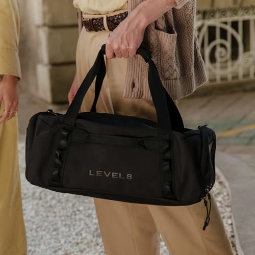 LEVEL8 Travel Duffle Bag Carry on Bag Sport Duffle Weekender Bags Black,30L