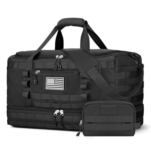 ETRONIK Gym Bag for Men Women, Carry on Luggage 22x14x9 Airline Approved, Tactical Travel Duffle Bag with Toiletry Bag and Shoe Compartment, Weekender Overnight with Wet Pocket for Workout, Black