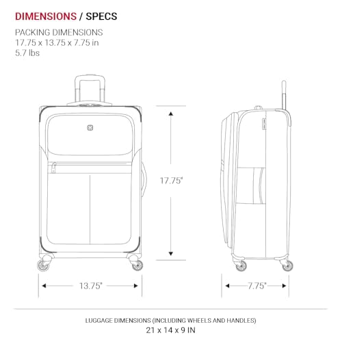 SwissGear 4010 Softside Luggage with Spinner Wheels, Black, Carry-On 18-Inch
