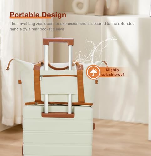 QIMER Carry on Luggage 20Inch Expandable Suitcase 22 * 14 * 9, Beige