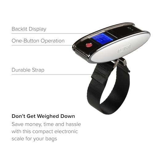 TUMI Scale - Portable, Handheld Digital Luggage Scale - Suitcase Scale Weighs Pounds & Kilograms - Holds up to 100 Lb - Gun Metal/Black
