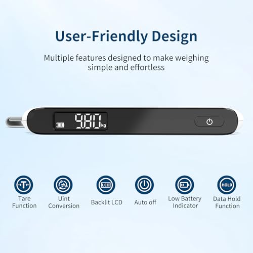 Ultrean Luggage Scale, 110lb Digital Suitcase Weight Scale for Travel, Portable Handheld Baggage Scale with Ergonomic Curved Handle for Comfortable Grip, Battery Included