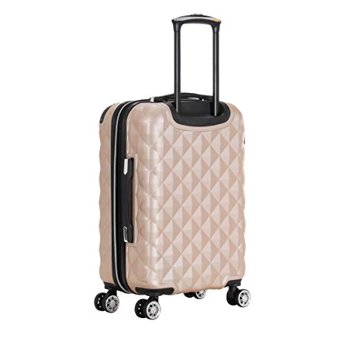 Kenneth Cole REACTION Diamond Tower Collection Lightweight Hardside Expandable 8-Wheel Spinner Travel Luggage, Rose Gold, 20-Inch Carry On
