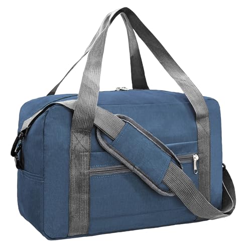 lifwimner Foldable Carry on Luggage Bag 22x14x9 Personal Item Bag for Airplanes Travel Duffel Bag for Women and Men (40L, Navy)