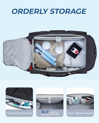 BAGSMART Gym Bag for Women & Men, 35L/63L Sports Travel Duffel Backpack with Shoe Compartment Laptop Compartment, Water Resistant Carry On Weekender Bag for Airplane