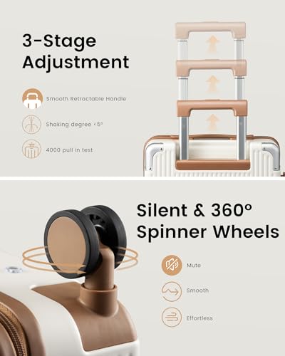 LOVEVOOK Carry On Luggage 22x14x9 Airline Approved, 20 Inch Hard Shell Suitcases with Spinner Wheels, PC Hardside Small Carry On Suitcase with TSA Lock for Women Men Travel