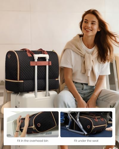 LOVEVOOK Convertible Travel Duffle Bag for Women Men, Garment Bag for Travel, Quilted Overnight Weekender Carry On Duffel Bags for Airplane, Suit Bags for Trip, Business
