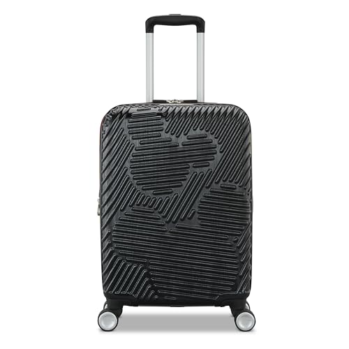 American Tourister Mickey Mouse Carry-On Luggage - Airline Approved, Durable Hardshell with RightHeight Adjustable Handle - Expands 1.5in - Roll Confidentially with Dual 360 Spinner Wheels
