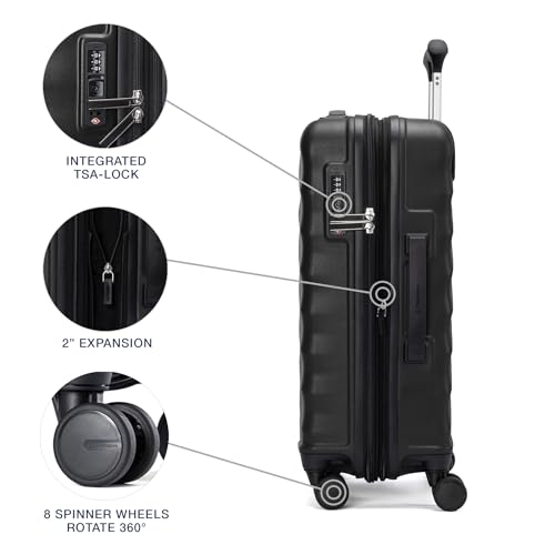 Travelpro Maxlite Air V2 Hardside Expandable Carry on Luggage, 8 Spinner Wheels, Lightweight Hard Shell Suitcase, TSA lock, Black, Carry On 20-Inch