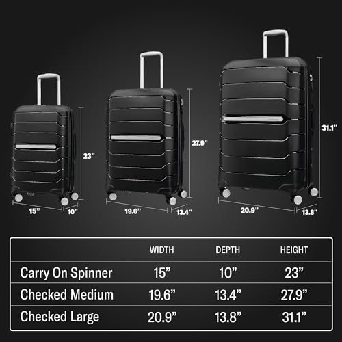 Samsonite Freeform Hardside Carry-On Luggage with Spinner Wheels - Hardshell Suitcase - TSA, Airline-Approved - Expandable Hard Shell, Smooth Rolling Wheels for Lightweight Travel - White/Grey