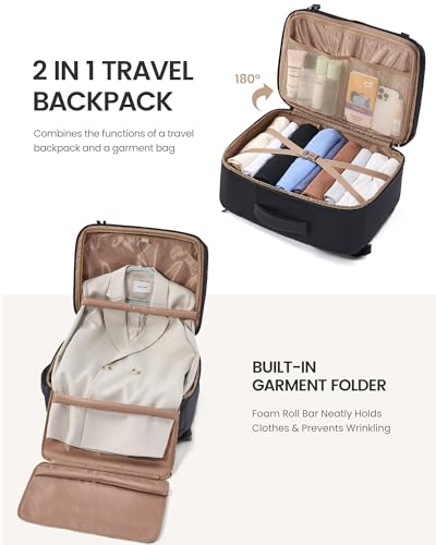 LOVEVOOK Travel Backpack for Women Men with Garment Bag, 40L Carry on Backpack as TSA Personal Item Flight Approved, Luggage Daypack Fits 17.3" Laptop, Overnight Business Weekender Travel Essential