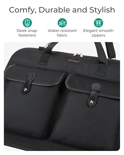 BAGSMART Large Garment Bags for Travel, Carry on Garment Bags for Hanging Clothes, Travel Suit Bag for Shirts Dresses Coats, Beige