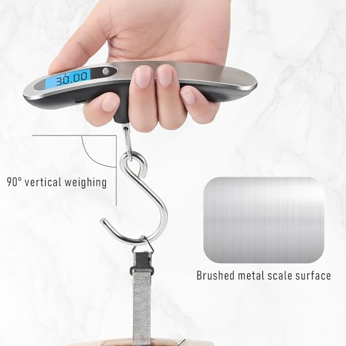 Casbomy Luggage Scale, NEW 2.0 Portable Digital Suitcase Weight Scale with USB Charging, 110 Lb/50kg Luggage Scale with Hook, Travel Scale for Travel, Household and Outdoor