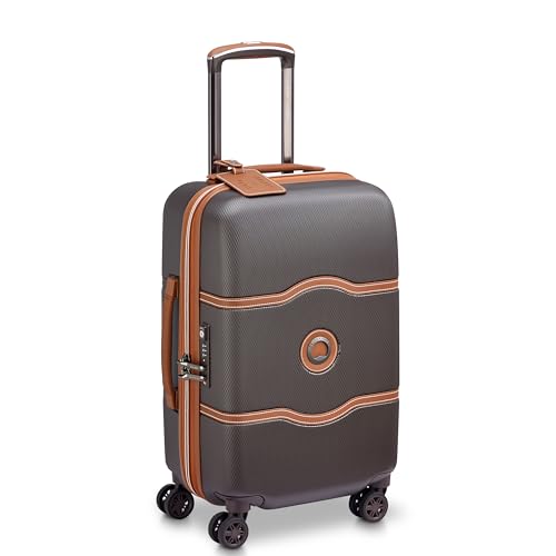 DELSEY PARIS Chatelet Air 2.0 - Hardside Carry-On Luggage 19 Inch - 360° Spinner Wheels - TSA Lock - USB Port - Lightweight Polycarbonate Travel Suitcase, Chocolate Brown
