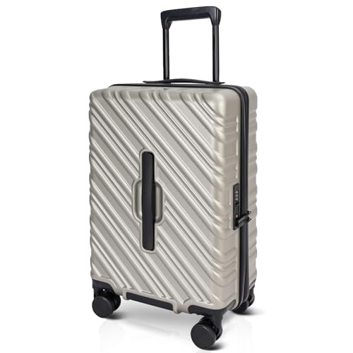 QIMER 20 Inch Carry On Luggage Airline Approved with Spinner Wheels, 100% PC Hard Shell Carry On Suitcase with TSA Lock, Smooth Rolling Wheels, Lightweight Travel for Men and Women Gold Slightly Small