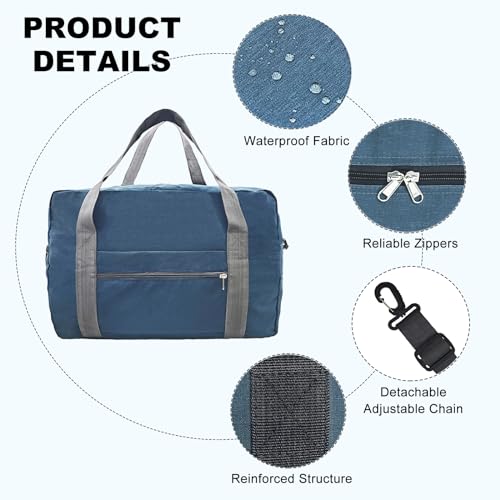 lifwimner For Spirit Airlines Personal Item Bag 18x14x8 in Underseat Carry-on Luggage foldable Travel Duffle Bag for Airplanes (30L, Navy)