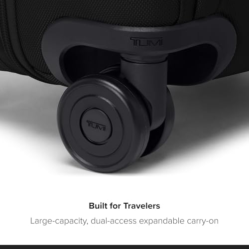 TUMI - Alpha Large Dual Access Expandable 4-Wheeled Carry-On Luggage - Zipper Expansion - Durable and Lightweight Travel Suitcase - TSA Lock Tracer - Black